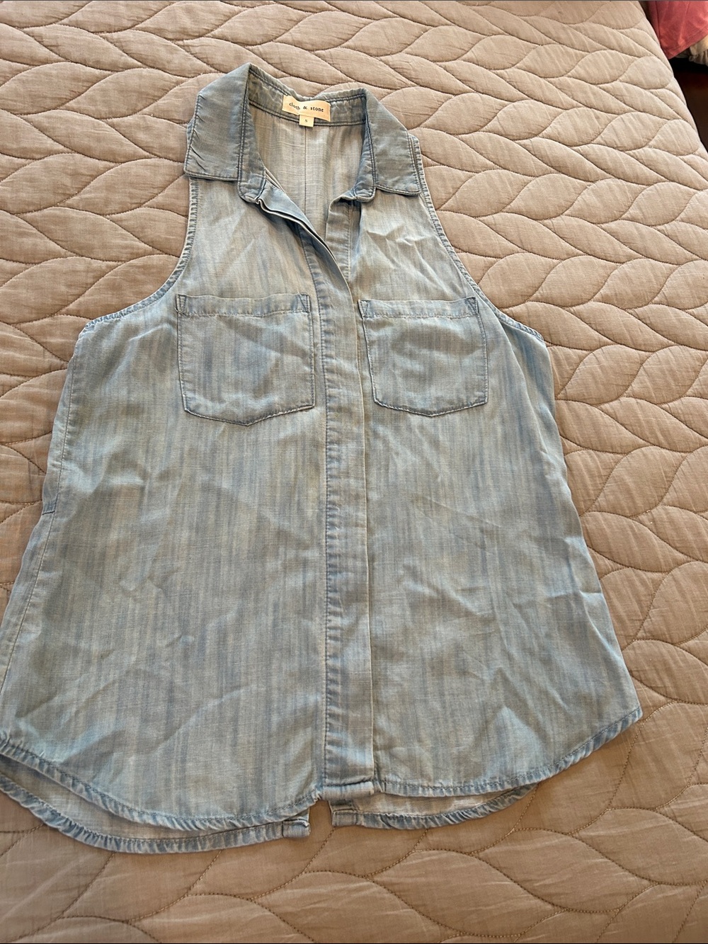 Cloth & Stone Tencel Light Blue Wash Sleeveless Top